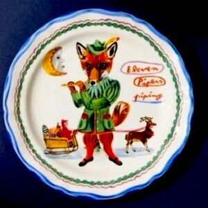 Nathalie Lete 12 days of Christmas plate 11 pipers pipping